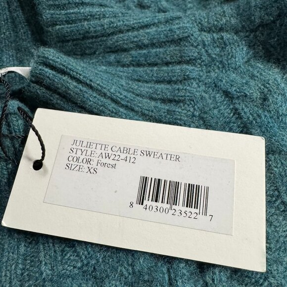 Sea New York Juliette Cable Knit Sweater XS Forest Green Wool NWT FS-1447 - Picture 9 of 10